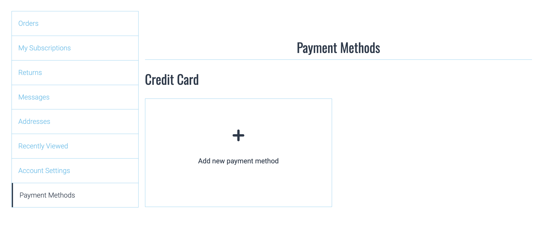 Add a new payment method to your BAWLS account. Login to your account and click Payment Methods in the left column.